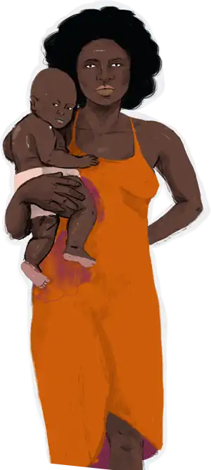 Mulher com bebê no colo